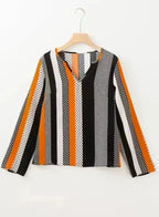 Geometric Colour Block Notch V-Neck Blouse Women UK | Modern