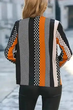 Geometric Colour Block Notch V-Neck Blouse Women UK | Modern
