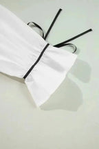 Monochrome Striped Bowtie Cotton Ruffle Blouse Women UK