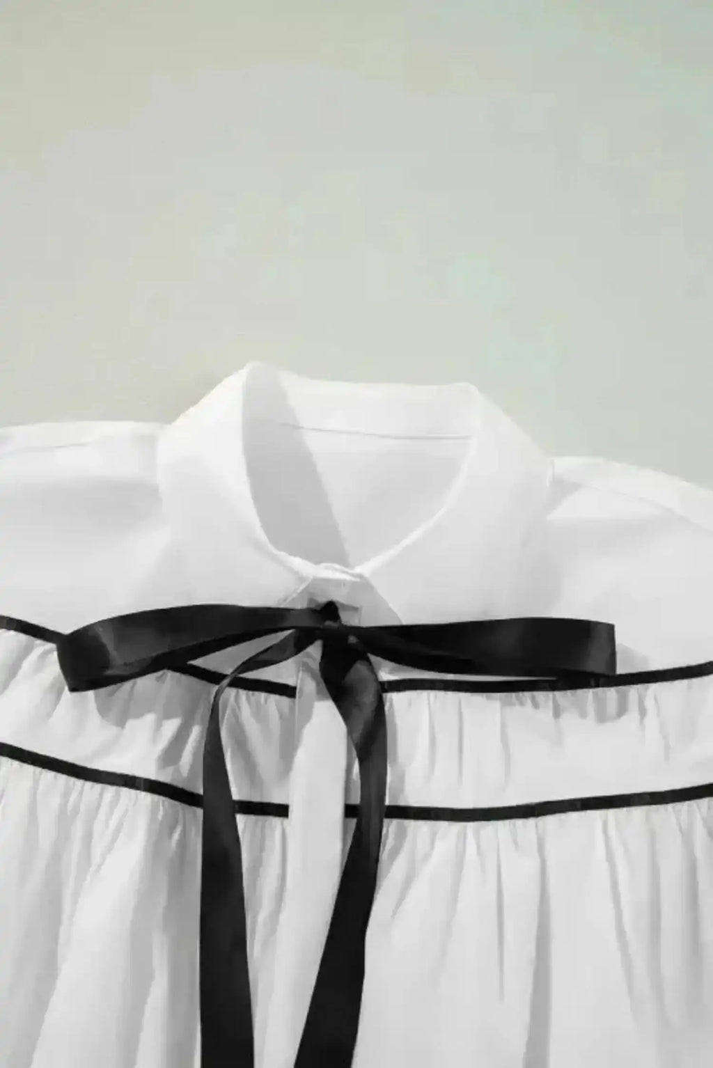 Monochrome Striped Bowtie Cotton Ruffle Blouse Women UK