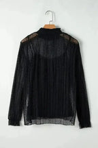 Black Polka Dot Lace Illusion Blouse Women UK | Elegant