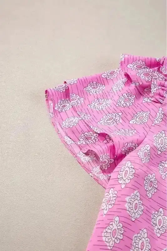 Pink Vintage Floral Blouse Women UK | Retro Style