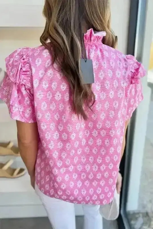 Pink Vintage Floral Blouse Women UK | Retro Style