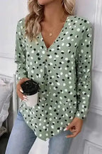 Polka Dot V-Neck Casual Blouse Women UK | All Over Print