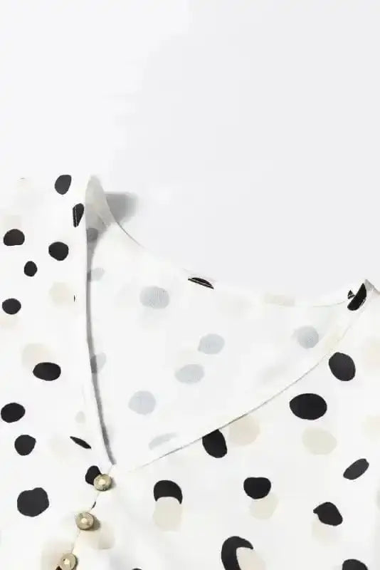 Polka Dot V-Neck Casual Blouse Women UK | All Over Print