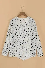 Polka Dot V-Neck Casual Blouse Women UK | All Over Print