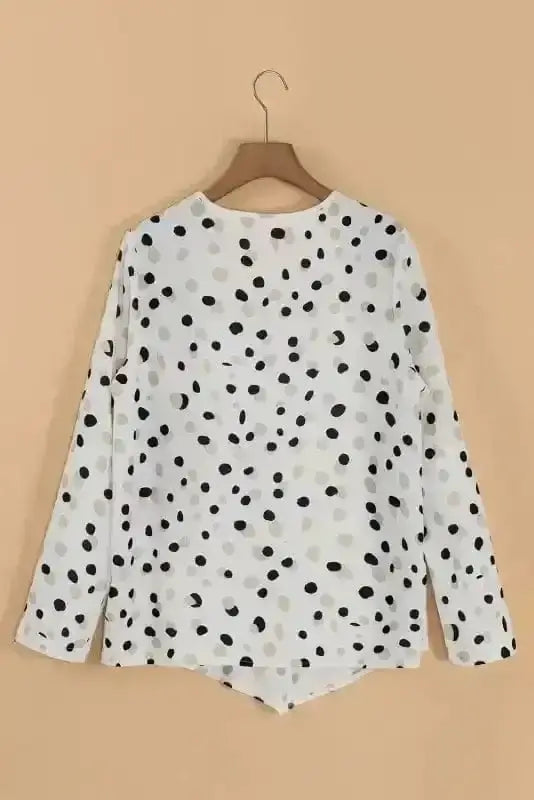 Polka Dot V-Neck Casual Blouse Women UK | All Over Print