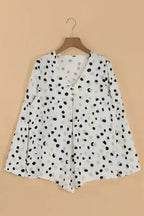 Polka Dot V-Neck Casual Blouse Women UK | All Over Print