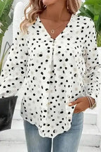 Polka Dot V-Neck Casual Blouse Women UK | All Over Print