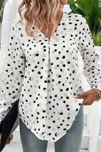 Polka Dot V-Neck Casual Blouse Women UK | All Over Print
