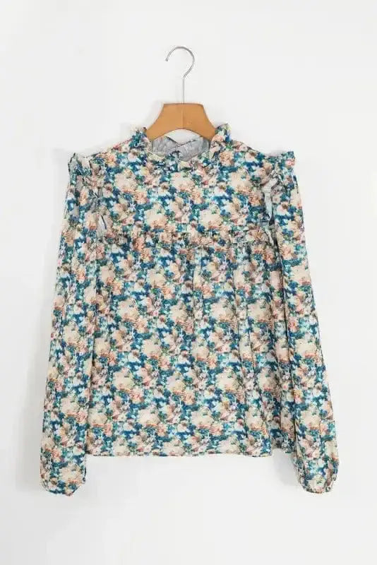 Floral Petal Print Puff Sleeve Blouse Women UK | Spring