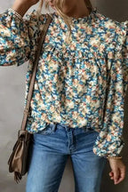 Floral Petal Print Puff Sleeve Blouse Women UK | Spring