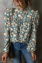 Floral Petal Print Puff Sleeve Blouse Women UK | Spring