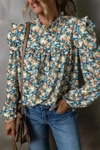 Floral Petal Print Puff Sleeve Blouse Women UK | Spring