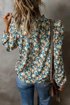 Floral Petal Print Puff Sleeve Blouse Women UK | Spring