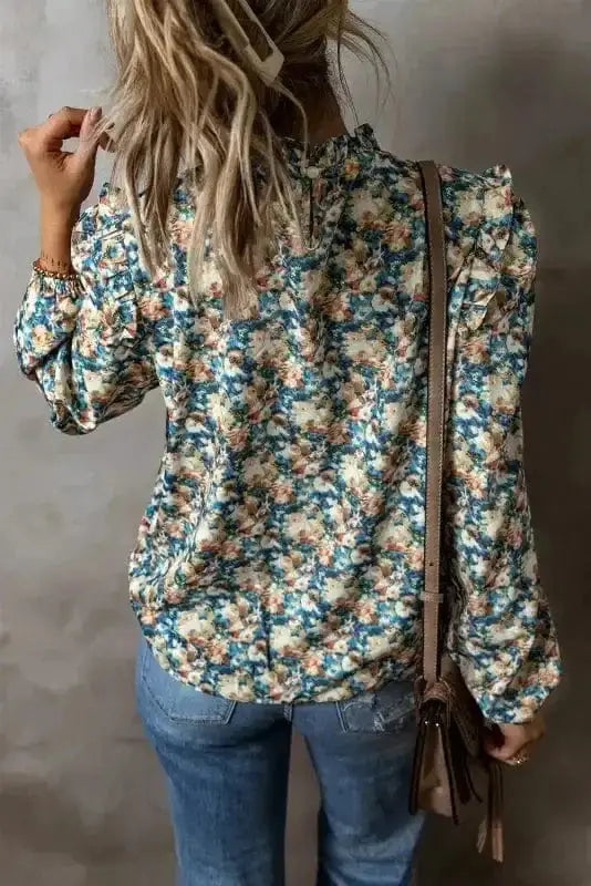 Floral Petal Print Puff Sleeve Blouse Women UK | Spring