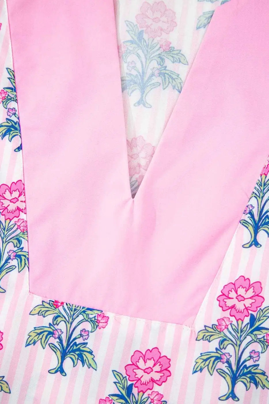 Rose Floral Patchwork V-Neck Peplum Blouse Women UK