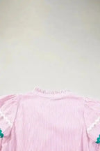 Sky Blue Striped Ruffled Sleeve Blouse Women UK | Rick Rack