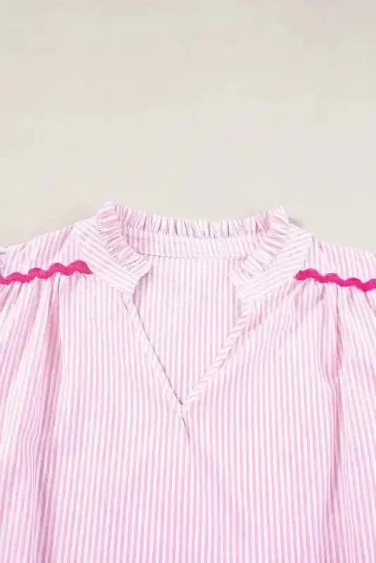 Sky Blue Striped Ruffled Sleeve Blouse Women UK | Rick Rack