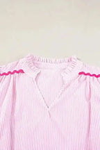 Sky Blue Striped Ruffled Sleeve Blouse Women UK | Rick Rack