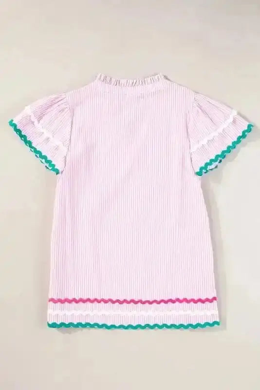 Sky Blue Striped Ruffled Sleeve Blouse Women UK | Rick Rack