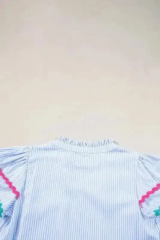 Sky Blue Striped Ruffled Sleeve Blouse Women UK | Rick Rack
