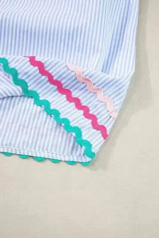 Sky Blue Striped Ruffled Sleeve Blouse Women UK | Rick Rack