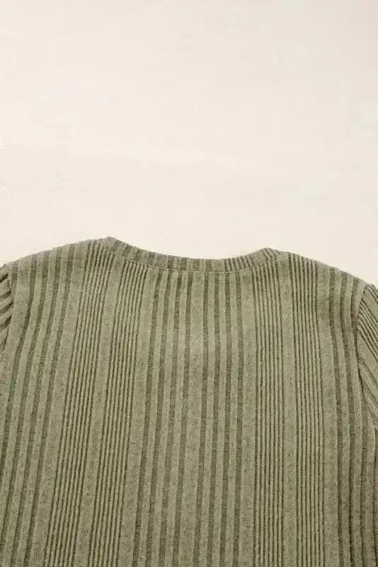 Green Solid Ribbed Sleek Fit Blouse Women UK | Casual