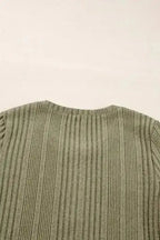 Green Solid Ribbed Sleek Fit Blouse Women UK | Casual