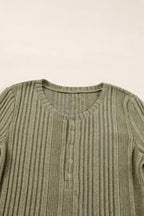 Green Solid Ribbed Sleek Fit Blouse Women UK | Casual