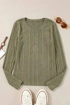 Green Solid Ribbed Sleek Fit Blouse Women UK | Casual
