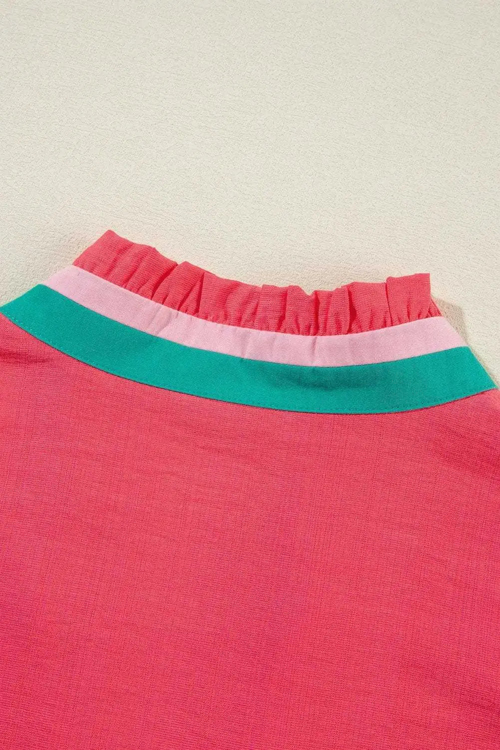 Colour Block V-Neck Puff Sleeve Blouse Women UK | Vibrant