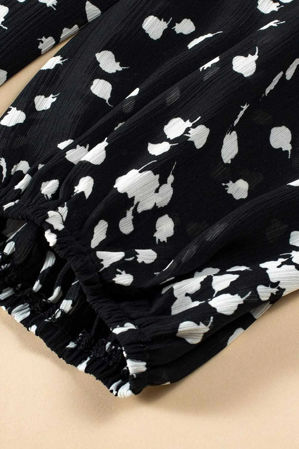 Floral Abstract Split Neck Crinkle Fabric Blouse Women UK