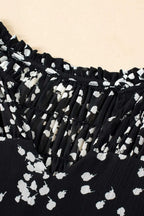 Floral Abstract Split Neck Crinkle Fabric Blouse Women UK