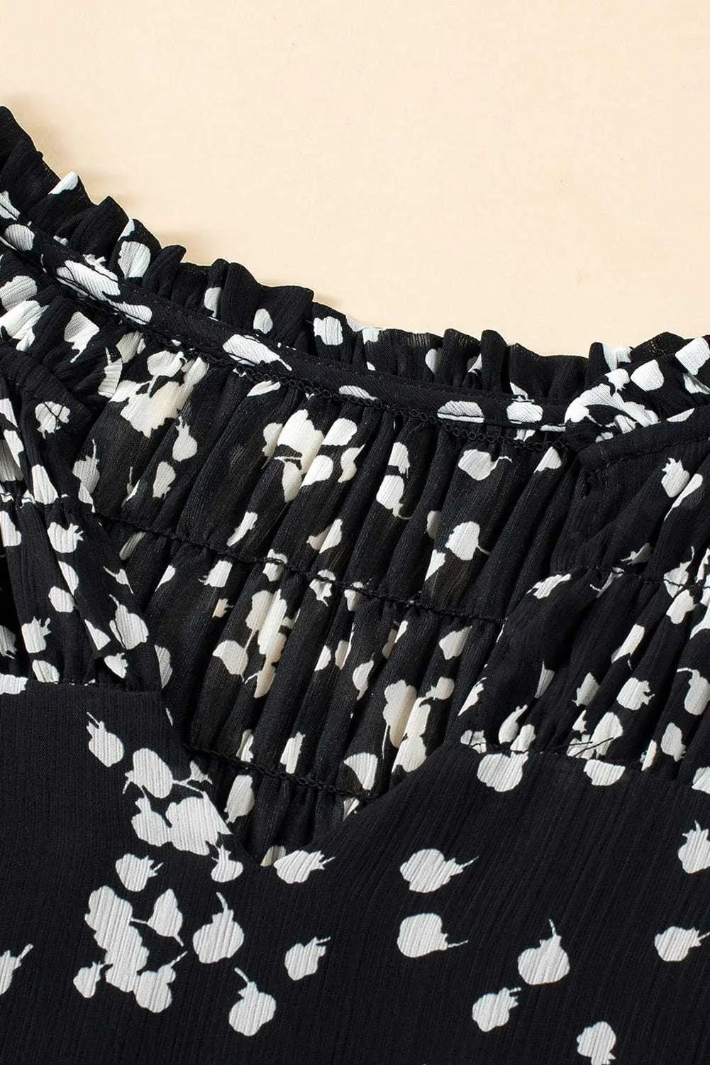 Floral Abstract Split Neck Crinkle Fabric Blouse Women UK