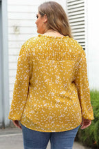 Floral Abstract Split Neck Crinkle Fabric Blouse Women UK