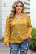 Floral Abstract Split Neck Crinkle Fabric Blouse Women UK