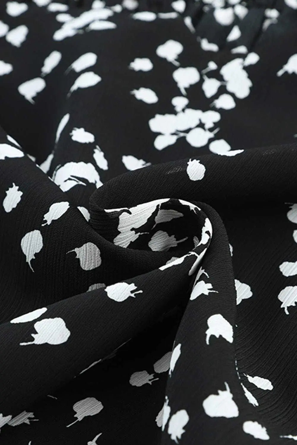Floral Abstract Split Neck Crinkle Fabric Blouse Women UK