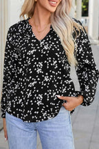 Floral Abstract Split Neck Crinkle Fabric Blouse Women UK