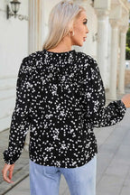 Floral Abstract Split Neck Crinkle Fabric Blouse Women UK