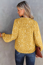 Floral Abstract Split Neck Crinkle Fabric Blouse Women UK
