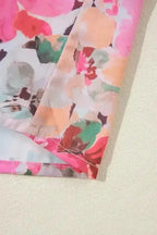 Pink Floral Ruffle Accent Flowy Blouse Women UK | Spring