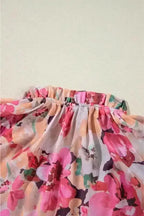 Pink Floral Ruffle Accent Flowy Blouse Women UK | Spring