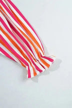 Striped Balloon Sleeve Textured Blouse Women UK | Summer