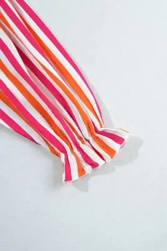 Striped Balloon Sleeve Textured Blouse Women UK | Summer