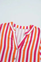 Striped Balloon Sleeve Textured Blouse Women UK | Summer