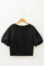 Puff Sleeve Textured Stitch Blouse Women UK | Casual