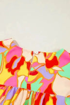 Yellow Abstract Puff Sleeve Blouse Women UK | Spring