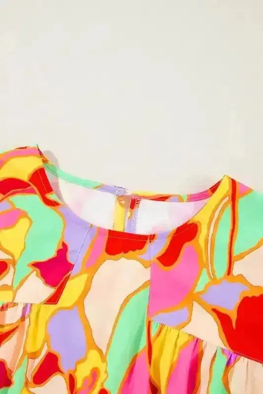 Yellow Abstract Puff Sleeve Blouse Women UK | Spring