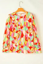 Yellow Abstract Puff Sleeve Blouse Women UK | Spring
